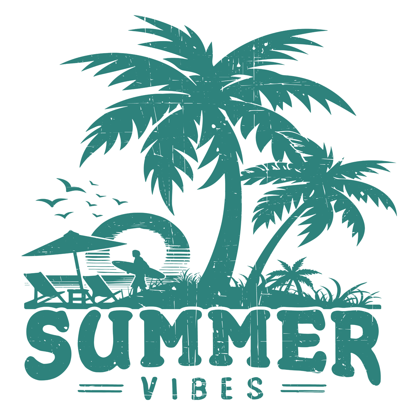 Summer Vibes Teal Transfer