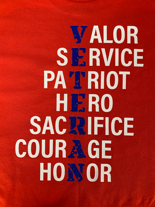 Veteran Blue Tee (This design goes on the back of the shirt)